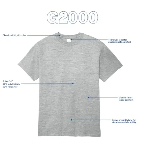 Gildan ▫️ Camisola de algodão para homem, modelo G2000, embalagem de 10 unidades 5