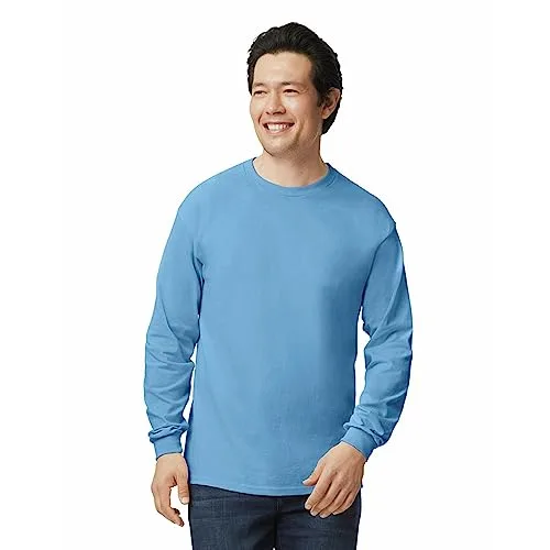 Gildan ▫️ Camisola de manga comprida em algodão para homem (pacote de 2), Carolina Blue (3 unidades), XL 2