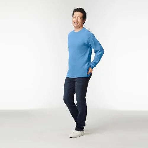 Gildan ▫️ Camisola de manga comprida em algodão para homem (pacote de 2), Carolina Blue (3 unidades), XL 6