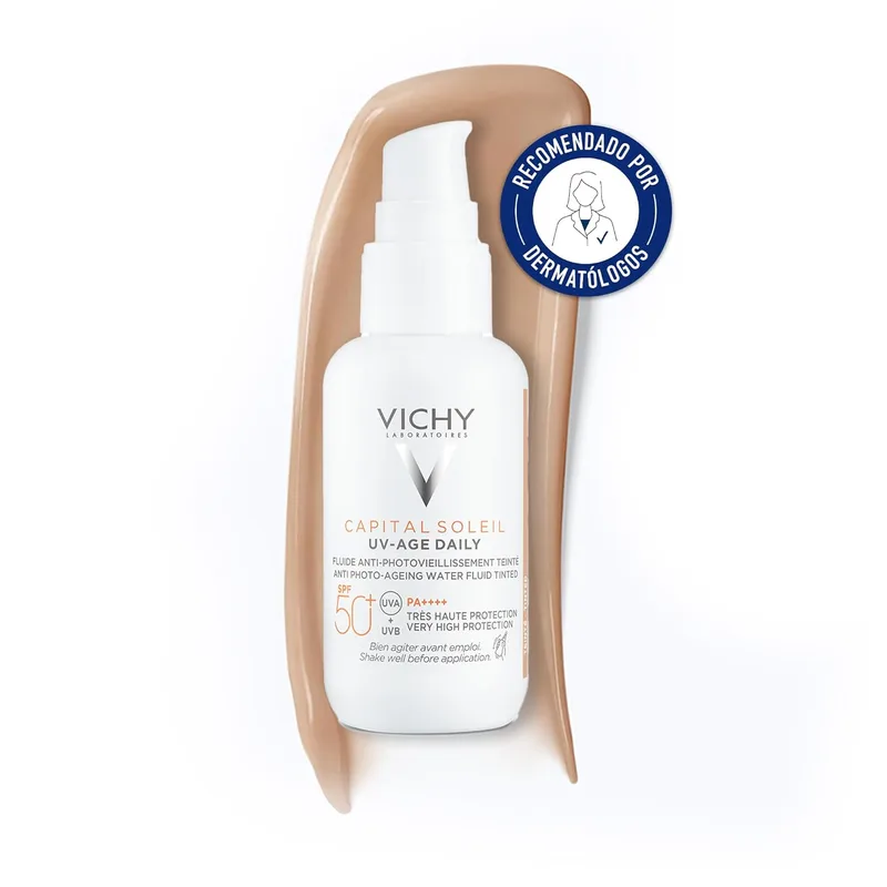 Vichy Age-Fighting Daily Use Coloured UV-Age Liquid Photoprotector SPF50+ Contra os raios UVB e UVA, Capital Soleil, 40 ml