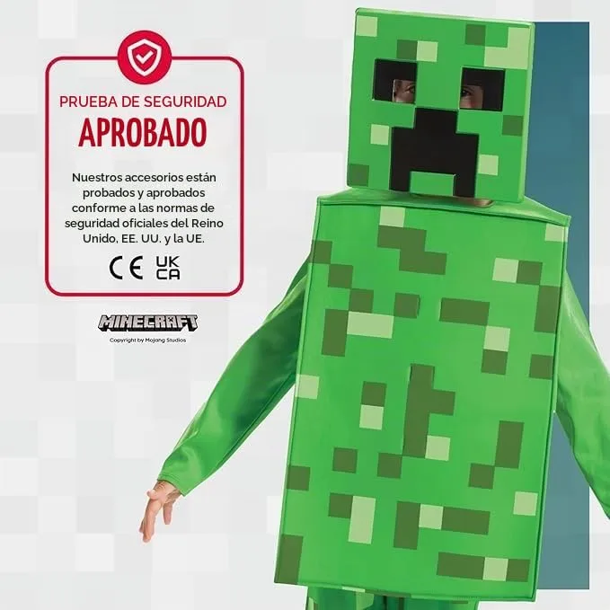 Minecraft ▫️ Fato infantil de Creeper Licença Oficial da Disguise, ajuste confortável e design detalhado, Para idades entre os 7 e os 8 anos, 4 e os 6 anos, 3 e os 4 anos, 7 e os 8 anos, 4 e os 6 anos, 3 e os 4 anos 6