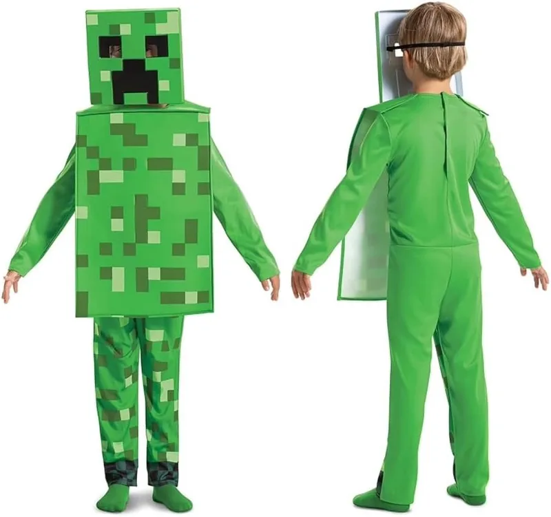 Minecraft ▫️ Fato infantil de Creeper Licença Oficial da Disguise, ajuste confortável e design detalhado, Para idades entre os 7 e os 8 anos, 4 e os 6 anos, 3 e os 4 anos, 7 e os 8 anos, 4 e os 6 anos, 3 e os 4 anos