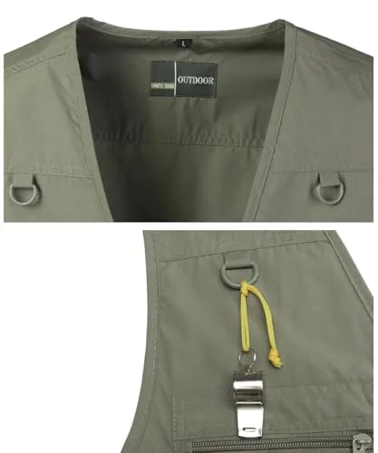 Yukirtiq ▫️ Coletes de pesca respiráveis para homem, com vários bolsos; coletes táticos leves; coletes de trabalho; coletes para caça e caminhadas; coletes de secagem rápida 5