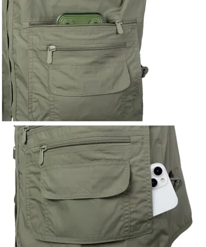 Yukirtiq ▫️ Coletes de pesca respiráveis para homem, com vários bolsos; coletes táticos leves; coletes de trabalho; coletes para caça e caminhadas; coletes de secagem rápida 6