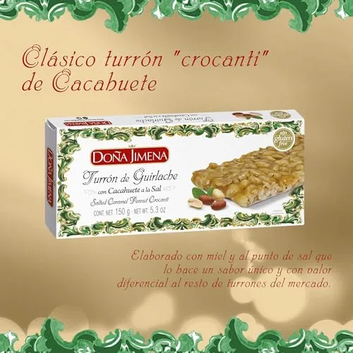 Doña Jimena ▫️ Turrón Guirlache de Amendoim com Mel, Sem Glúten, 150 g 3
