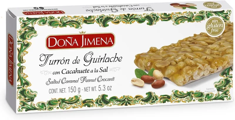 Doña Jimena ▫️ Turrón Guirlache de Amendoim com Mel, Sem Glúten, 150 g