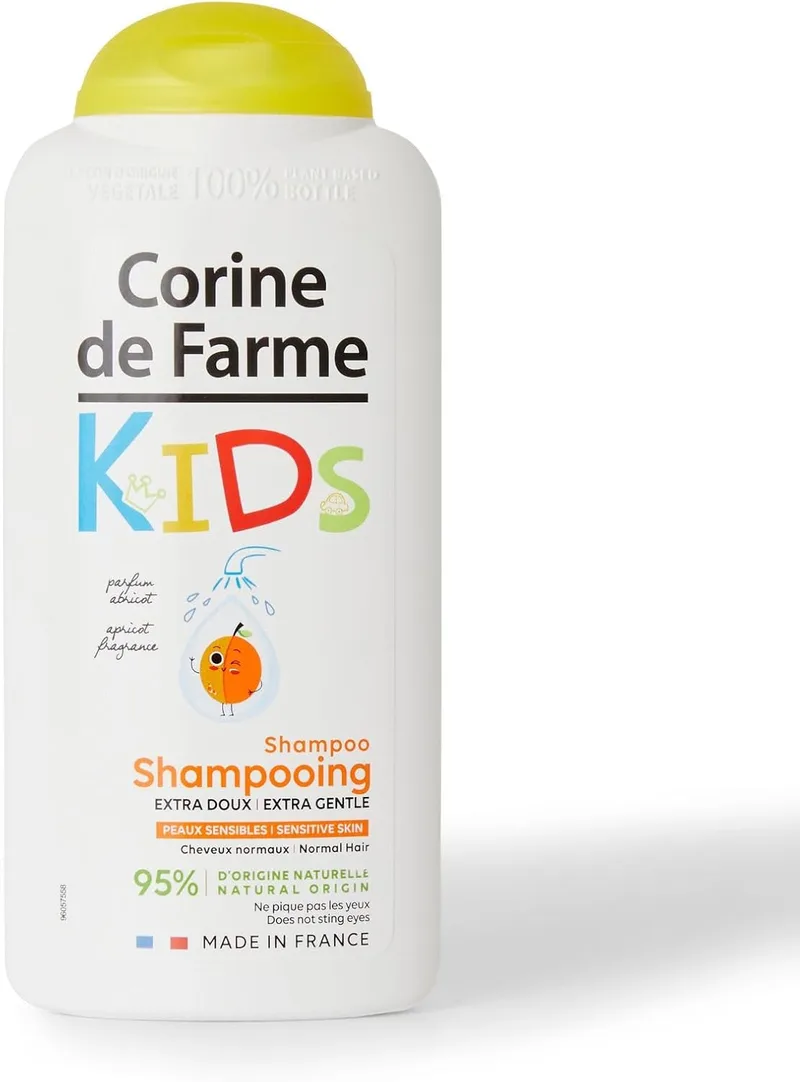 Corine de Farme ▫️ Champô Kids para Crianças 300 ml - Produto Infantil Extra Suave - Aroma a Alperce - Cosmético Natural - França - Peles Sensíveis