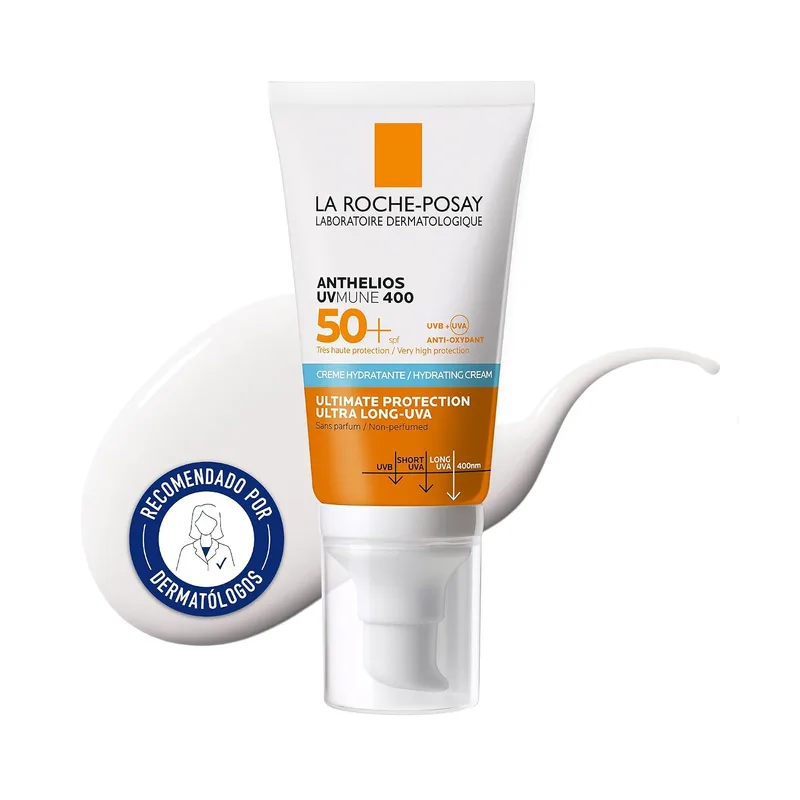 La Roche-Posay ▫️ Creme Hidratante FPS 50+, Proteção Elevada, Resistente à Água, Combate o Fotoenvelhecimento, Textura Leve, Anthelios UV-MUNE 400, Sem perfume, 50 ml
