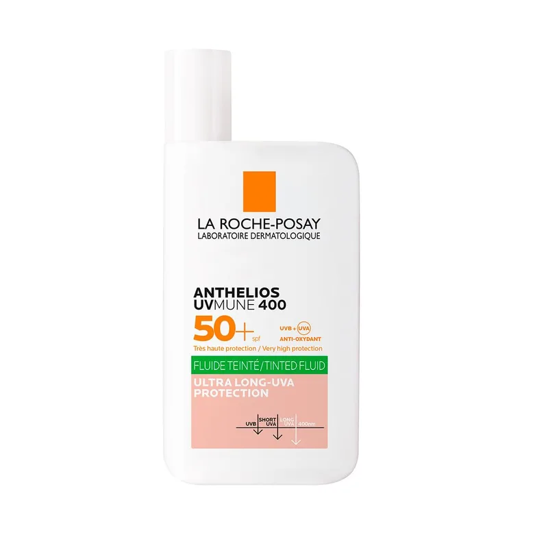 La Roche-Posay ▫️ Protetor solar, FPS 50+, previne o stress oxidativo, resistente à água, ao suor e à areia, fórmula com Mexoryl 400, fluido invisível, Anthelios UV-MUNE 400, 50 ml