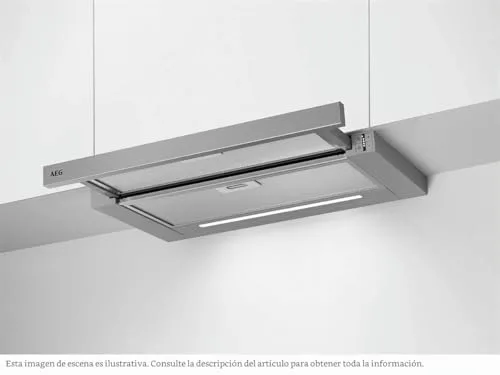 AEG ▫️ DPE5660M Exaustor extraível, 60 cm, 3 velocidades + modo intensivo, Potência até 660 m³/h, Nível de ruído de 60 dB(A), Painel incluído, Luzes LED, Aço inoxidável, Classe A 2