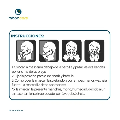 Mooncare ▫️ Máscaras FFP2 com certificação/homologação CE, embalagem de 100/50 unidades, tamanho para adultos, 5 camadas, eficácia de filtração de 94% (preto) 6