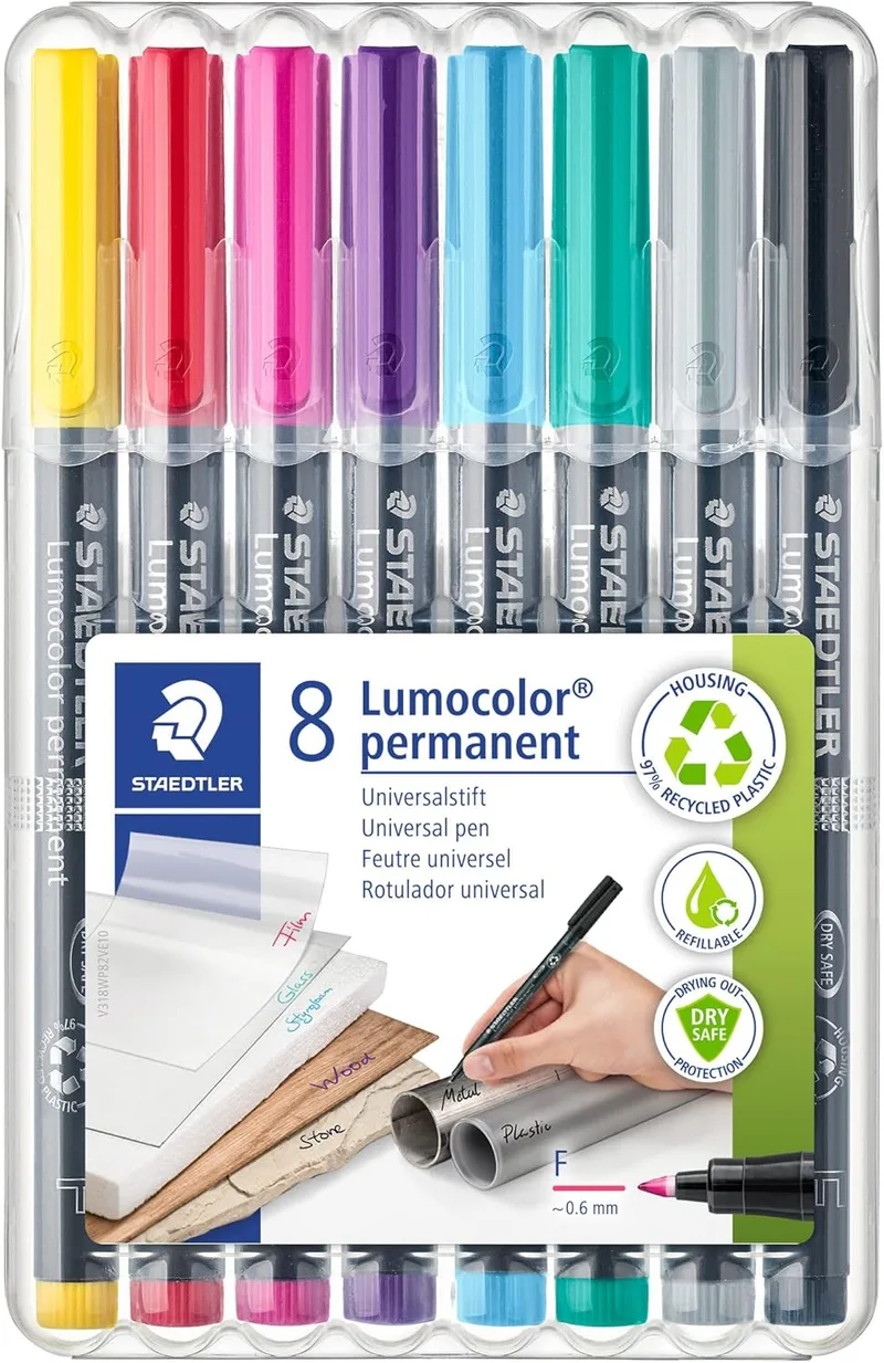 STAEDTLER ▫️ Lumocolor 318 Marcadores permanentes – 8 cores, 0,6 mm