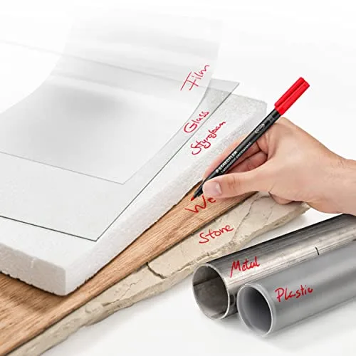 STAEDTLER ▫️ 317 WP4-1 Lumocolor Marcador universal permanente, para todas as superfícies, resistente a manchas e à água, recarregável, largura de traço de 1 mm, 4 5