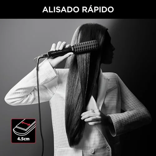 Rowenta ▫️ x Karl Lagerfeld Extra Liss SF411L — Alisador de cabelo com revestimento de queratina e turmalina, ecrã LED, desligamento automático, preto, 9 cm x 4,5 cm 2