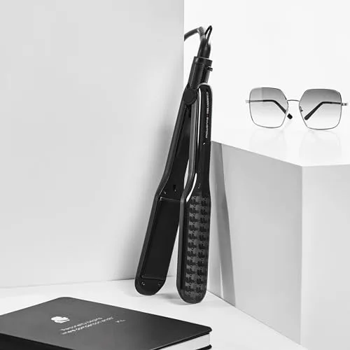 Rowenta ▫️ x Karl Lagerfeld Extra Liss SF411L — Alisador de cabelo com revestimento de queratina e turmalina, ecrã LED, desligamento automático, preto, 9 cm x 4,5 cm 6