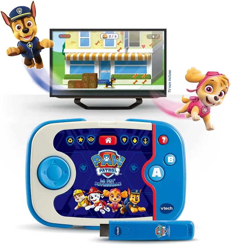 VTech ▫️ V.Smile Nova Geração Patrulha Canina | Brinquedo educativo Plug&Play para crianças a partir dos 3 anos | Versão ESP | Multicolorido