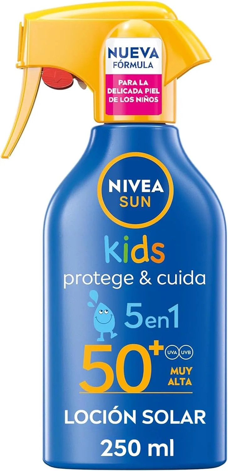 NIVEA ▫️ SUN Protege & Cuida Kids - Spray FP50+ - Protetor solar infantil - Proteção UVA/UVB elevada - Resistente à água - Hidratação profunda - Aplicação fácil - Pele sensível das crianças - 250 ml
