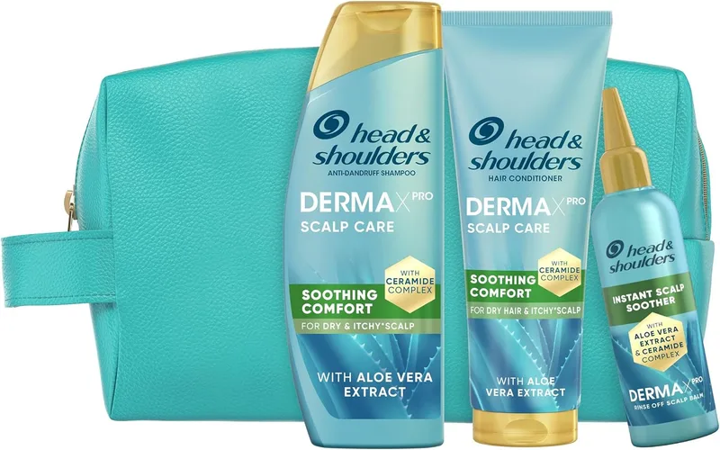 Head & Shoulders ▫️ H&S DermaXPro Champô Anticaspa, Condicionador e Tratamento 300+220+145 ml | Com extrato de aloé vera e complexo de ceramidas, alivia o couro cabeludo seco