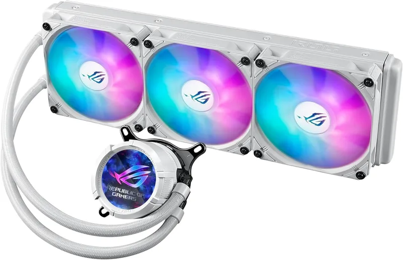 ASUS ▫️ ROG Strix LC III 360 ARGB LCD White Edition - Sistema de refrigeração AiO para CPU, ecrã LCD IPS de 2,1", bomba Gen7 v2 da Asetek, ventoinhas ROG ARGB de primeira qualidade