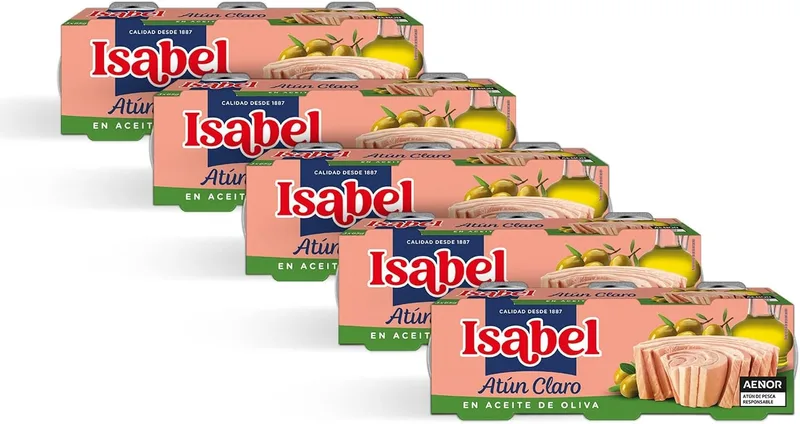 Isabel ▫️ Atum claro em azeite, embalagem de 5 caixas com 3 latas de 65 g