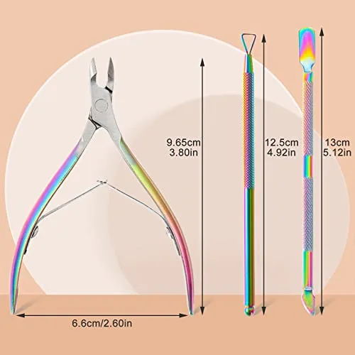 sularpek ▫️ Empurrador de cutículas, conjunto de 3 peças para cortar cutículas em aço inoxidável, removedor de cutículas para as unhas das mãos e dos pés 2