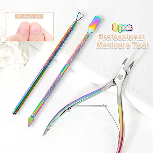 sularpek ▫️ Empurrador de cutículas, conjunto de 3 peças para cortar cutículas em aço inoxidável, removedor de cutículas para as unhas das mãos e dos pés 7