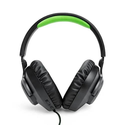 JBL ▫️ Quantum 100X: Auscultadores para jogos com arnês, com microfone de braço amovível, adequados para a PlayStation e compatíveis com outras consolas, em preto e verde 2