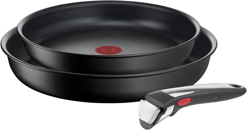 Tefal ▫️ Ingenio Unlimited On - Conjunto de 2 frigideiras 24/28 cm + cabo amovível, indução, antiaderente, revestido a titânio, sinal térmico, lavável na máquina de lavar louça e no forno
