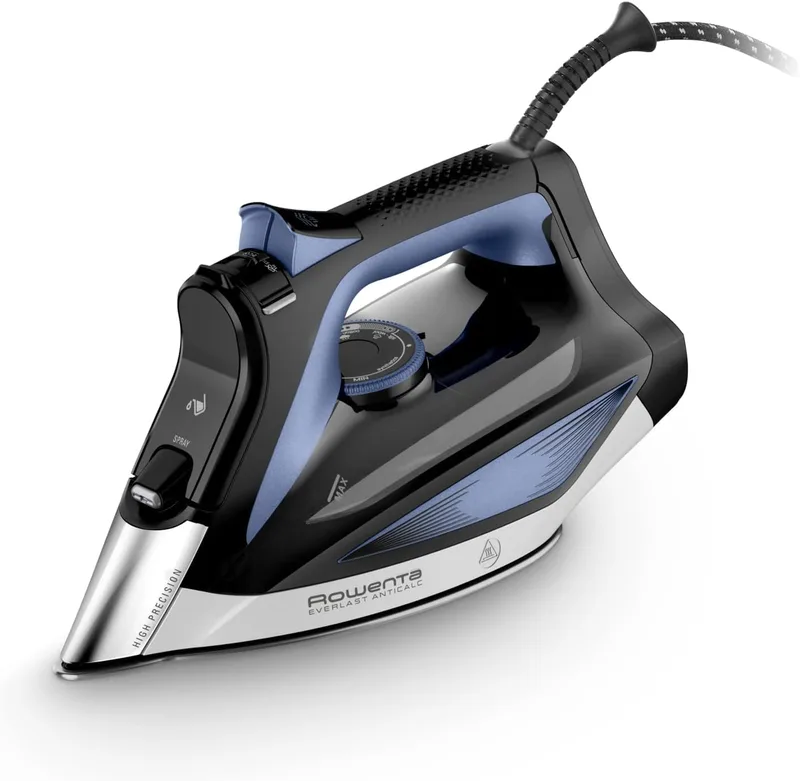 Rowenta ▫️ Everlast Anticalc, ferro a vapor 2700 Watt, coletor de calcário e função anti-calcário, 220 g/min e 45gr/min constante, base Microsteam, Profile Laser anti-gotas, azul, DW7320