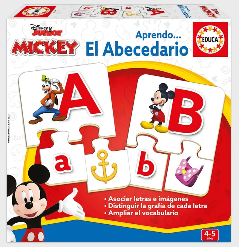 Educa ▫️ Aprendo... El Abecedario con Mickey y Sus Amigos, Jogo educativo para bebés onde aprenderão a distinguir a grafia de cada letra e a aumentar o seu vocabulário, A partir dos 3 anos (19328)