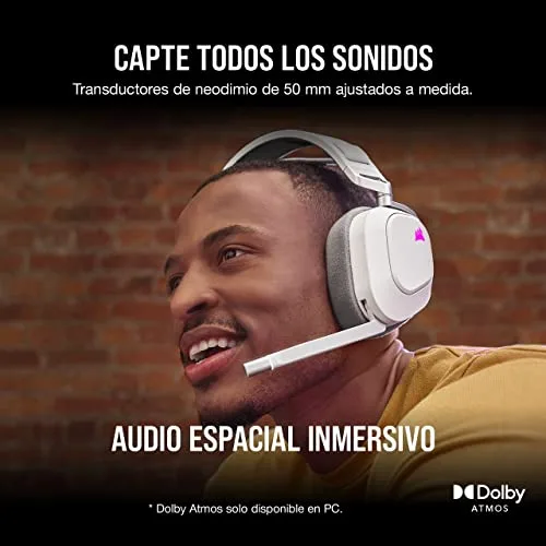 Corsair ▫️ Auscultadores para jogos multiplataforma HS80 RGB Wireless – Branco 4