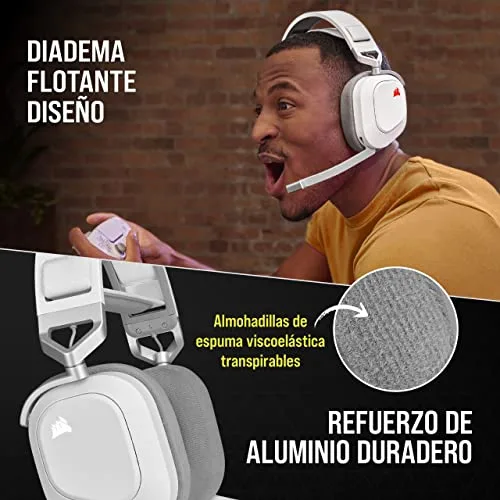 Corsair ▫️ Auscultadores para jogos multiplataforma HS80 RGB Wireless – Branco 5