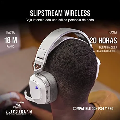 Corsair ▫️ Auscultadores para jogos multiplataforma HS80 RGB Wireless – Branco 6