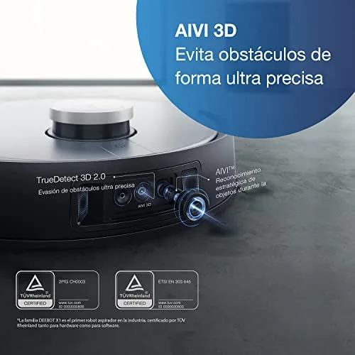 ECOVACS ▫️ aspirador robô DEEBOT X1, com função de esfregamento e estação de aspiração (3,2 L), potência de aspiração de 5000 Pa, evasão de obstáculos e mapeamento 3D, design de Jacob Jansen, bateria de 5200 mAh 4