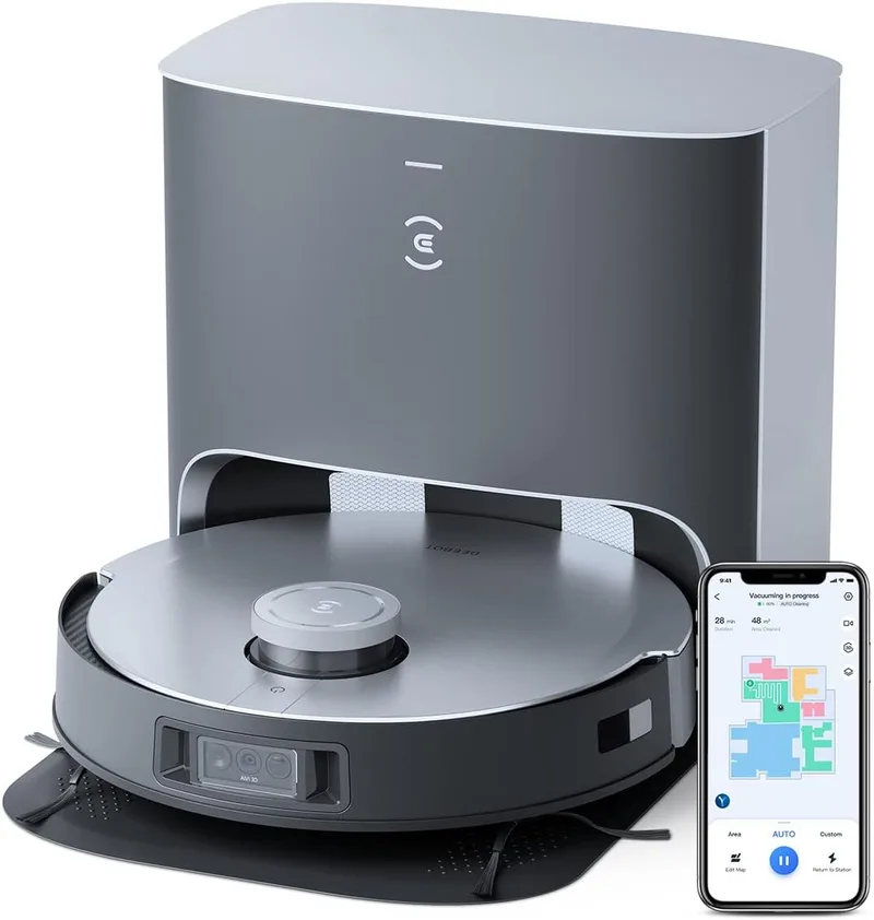 ECOVACS ▫️ aspirador robô DEEBOT X1, com função de esfregamento e estação de aspiração (3,2 L), potência de aspiração de 5000 Pa, evasão de obstáculos e mapeamento 3D, design de Jacob Jansen, bateria de 5200 mAh