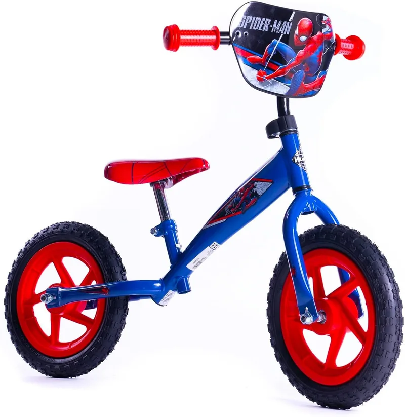 Huffy ▫️ Bicicleta de equilíbrio Marvel Spiderman, azul e vermelha, para crianças dos 3 aos 5 anos