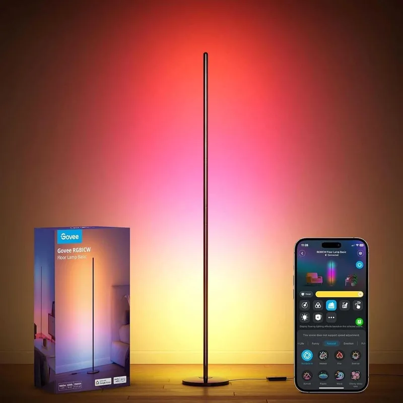 Govee ▫️ Candeeiro de pé moderno candeeiro LED RGBIC compatível com Alexa, Google Assistant e Matter, 16 milhões de cores DIY e 61 modos de ambiente, sincronização com música para o quarto e sala de jogos