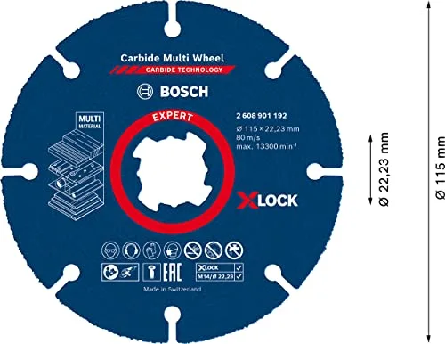 Bosch ▫️ Acessórios Pacote de sistema Professional X-LOCK – Kit universal e mini-esmeriladora GWX 750-115 X-LOCK, para vários materiais, metal, cerâmica, Ø 115 mm, acessório para esmeriladoras angulares 4