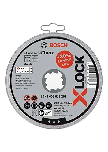 Bosch ▫️ Acessórios Pacote de sistema Professional X-LOCK – Kit universal e mini-esmeriladora GWX 750-115 X-LOCK, para vários materiais, metal, cerâmica, Ø 115 mm, acessório para esmeriladoras angulares 5