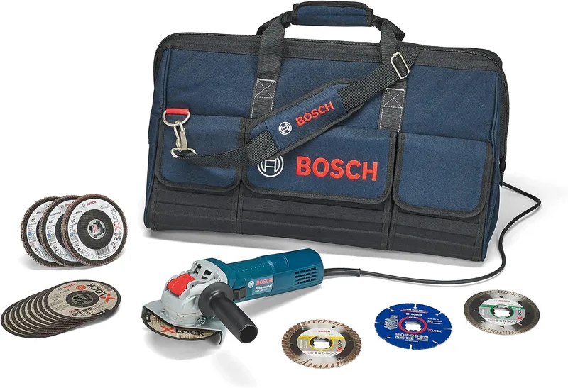 Bosch ▫️ Acessórios Pacote de sistema Professional X-LOCK – Kit universal e mini-esmeriladora GWX 750-115 X-LOCK, para vários materiais, metal, cerâmica, Ø 115 mm, acessório para esmeriladoras angulares