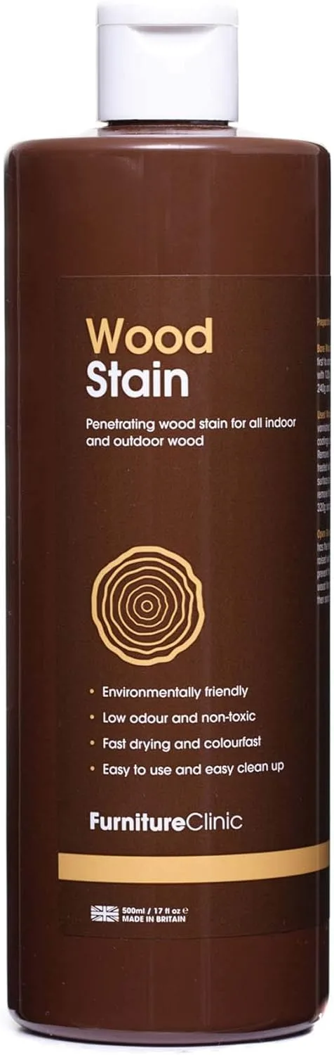 Furniture Clinic ▫️ Wood Stain (grafite quente) - Secagem rápida, altamente concentrada, fácil de aplicar para madeira interior e exterior - 500 ml