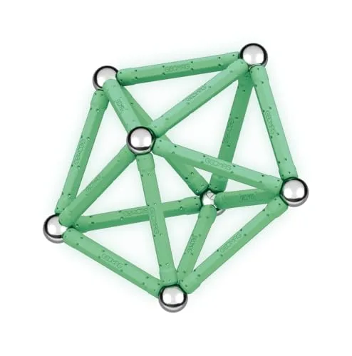 Geomag ▫️ Glow Recycled, Construções Magnéticas com Efeito Glow, Barras que Brilham no Escuro, Conjunto de 60 peças, Plástico 100% reciclado 3
