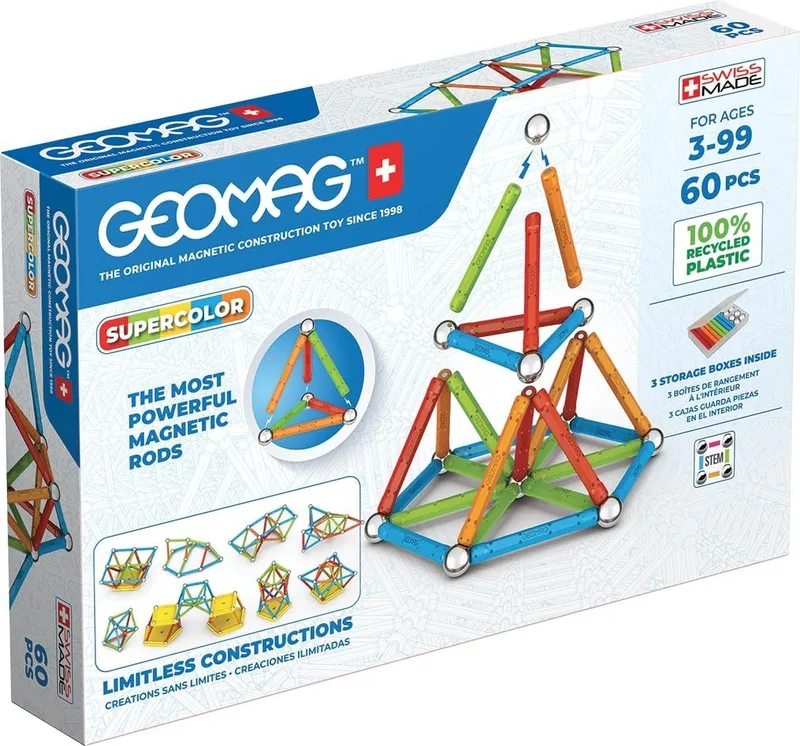 Geomag ▫️ Color Panels Recycled – Conjunto de construção magnético, presente para meninos e meninas de 5, 6, 7, 8, 9, 10, 11, 12 e 13 anos, construções magnéticas, jogos para crianças.