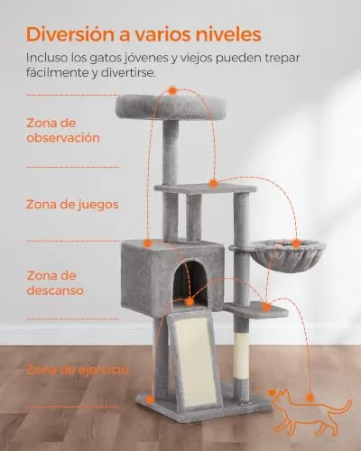 FEANDREA ▫️ Árvore para gatos, Torre de brincadeiras, Altura 134 cm 3