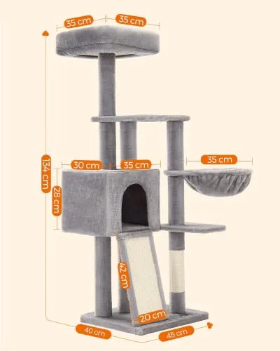 FEANDREA ▫️ Árvore para gatos, Torre de brincadeiras, Altura 134 cm 6