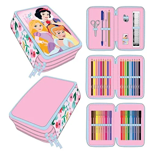 CERDÁ LIFE'S LITTLE MOMENTS ▫️ Estojo escolar com 3 compartimentos para meninas com as princesas da Disney | Inclui todo o material escolar necessário para o pré-escolar e o ensino básico - Licença oficial da Disney 7