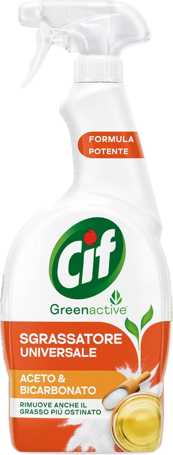 Cif ▫️ Desengordurante universal, desengordurante de cozinha com vinagre e bicarbonato, 650 ml, para limpar a gordura mais difícil do forno, fogão e placa de cozinha, com agentes de limpeza de origem