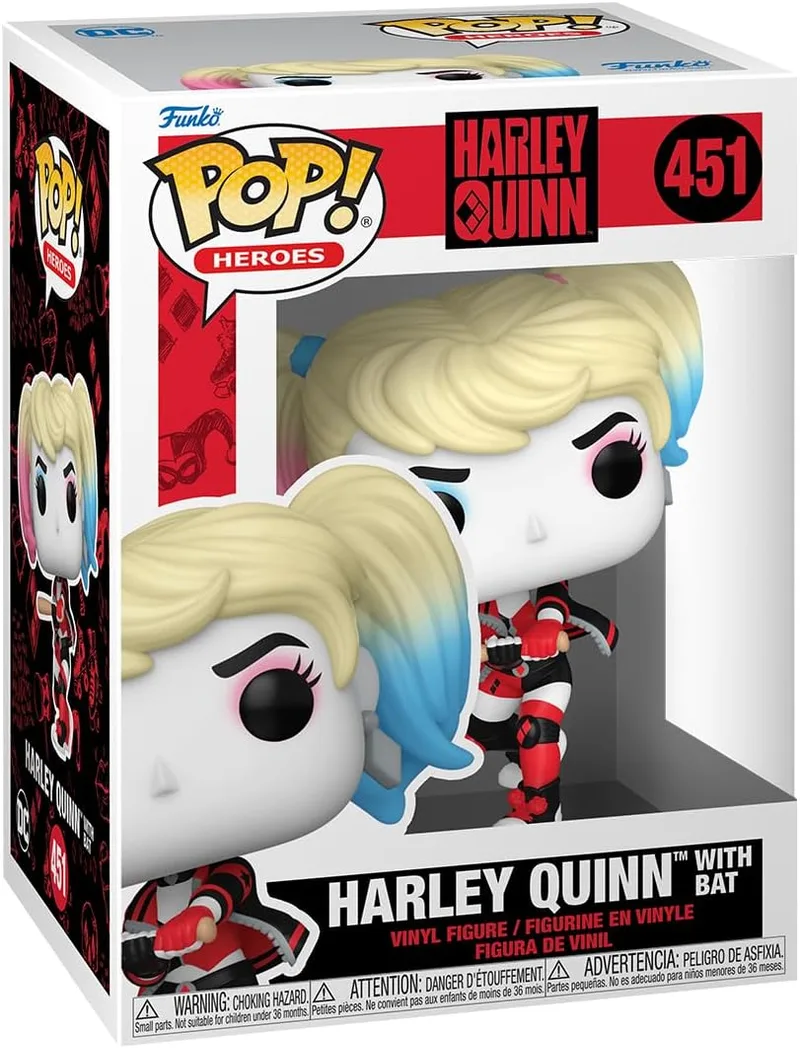 Funko ▫️ Pop! Heroes: DC - Harley Quinn com morcego - Figura de vinil colecionável - Ideia para presente - Mercadoria oficial - Brinquedos para crianças e adultos - Fãs de banda desenhada - Bonecas coleccionáveis