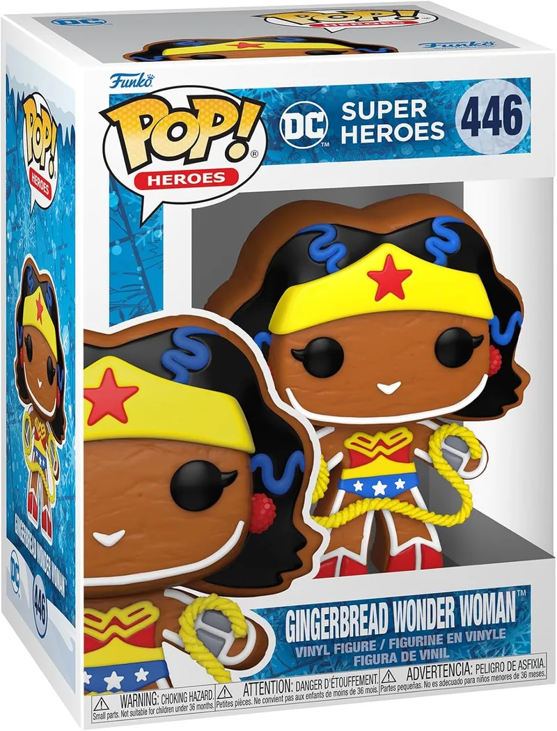 Funko ▫️ Pop! Heroes: DC Holiday - Wonder Woman - WW - Gingerbread Cookie - DC Comics - Figura de Vinil Colecionável - Ideia para Prenda - Mercadoria Oficial - Brinquedos para Crianças e Adultos