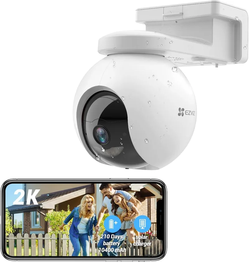 EZVIZ ▫️ Câmara de vigilância exterior WiFi sem fios 2K 3MP 210 dias de autonomia da bateria 10400mAh, áudio bidirecional, deteção inteligente de pessoas, visão nocturna a cores, CB8